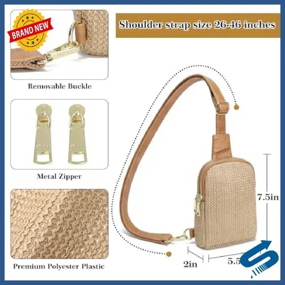 Faux Straw Crossbody Bag with Adjustable Strap & Card Slots - Picture 4 of 8